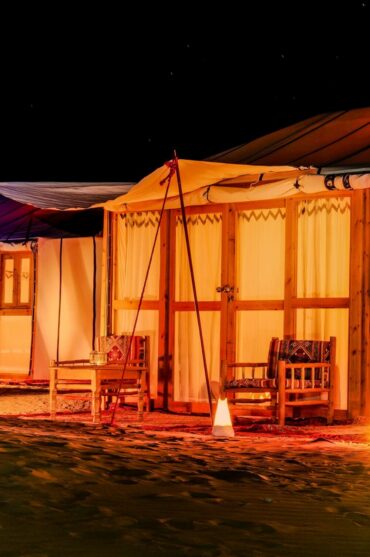Golden Dune Luxury Camp tents in the desert